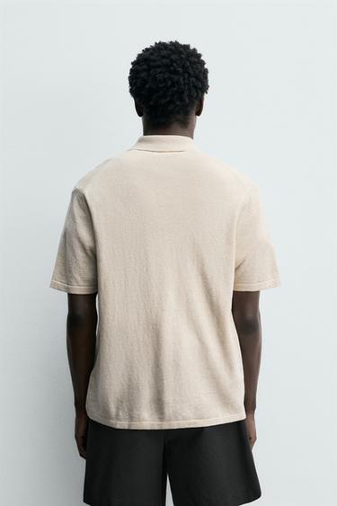 CHEMISE EN MAILLE COTON ET LIN - brun de Zara - Image 2