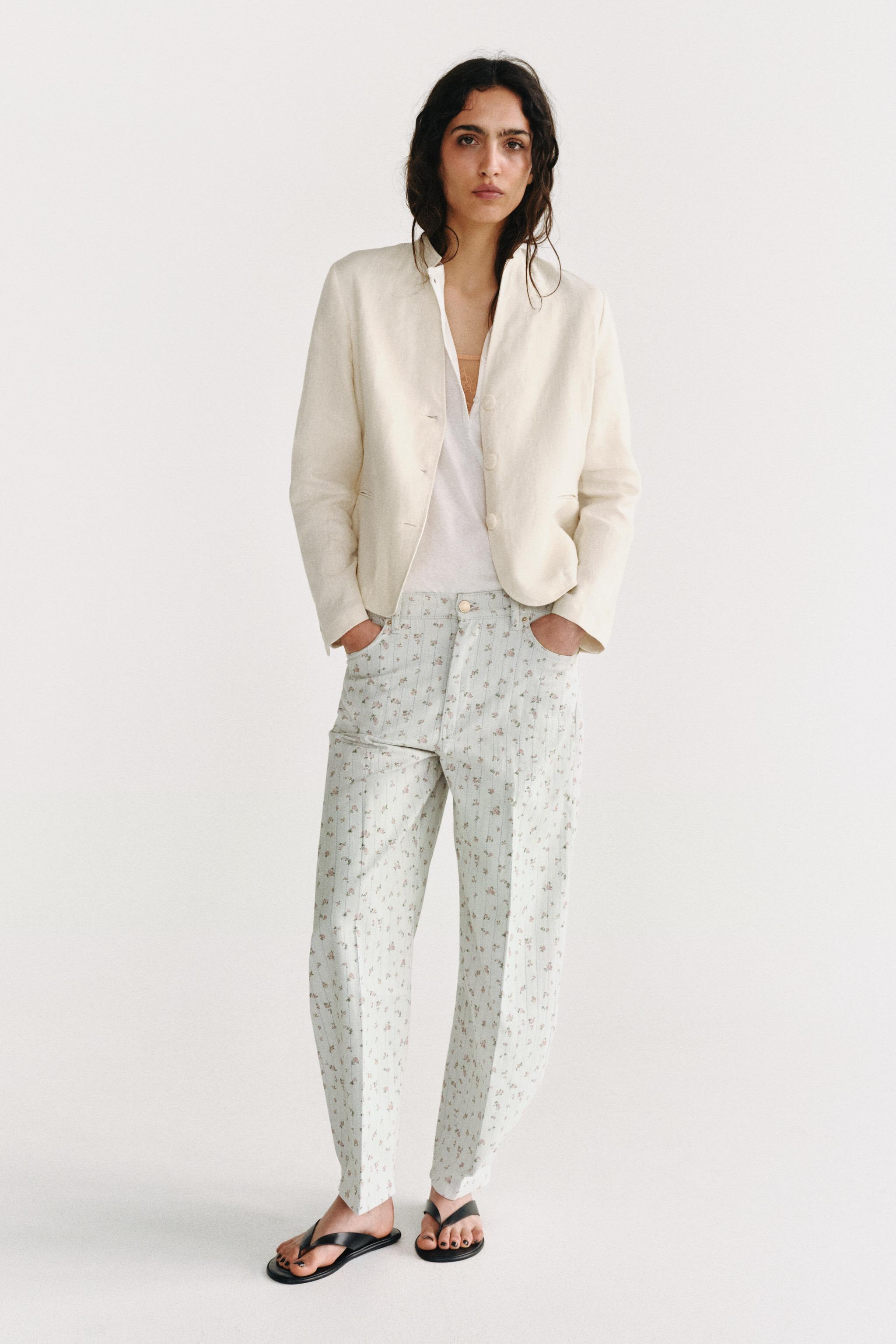 Женские джинсы Zara ZW COLLECTION HIGH RISE TAPERED FLORAL JEANS — фото 4