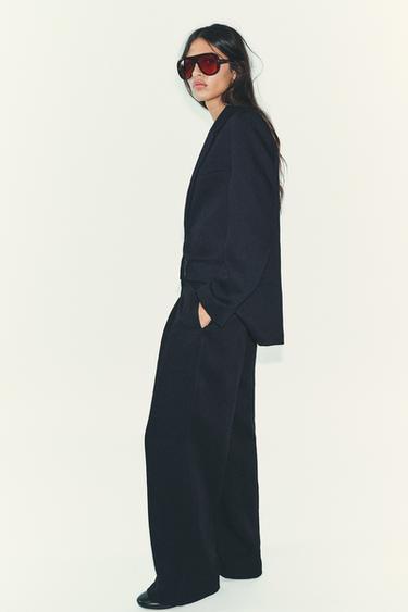 STRAIGHT FIT BUTTONED BLAZER - Navy blue by Zara - Image 3