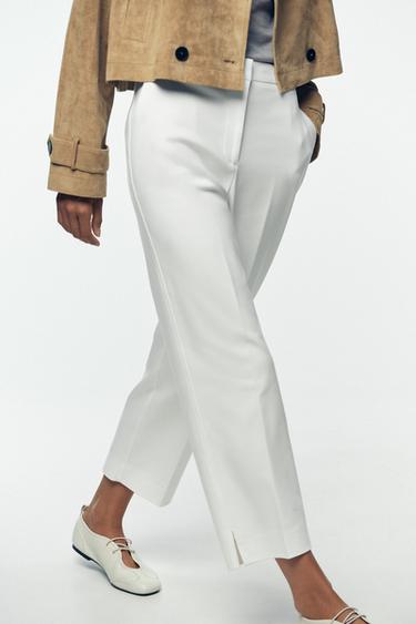 TROUSERS WITH VENT ON THE HEM - Ecru by Zara