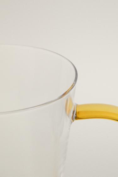 BOROSILICATE GLASS MUG WITH COLOURED HANDLE - Yellow by Zara - Image 1