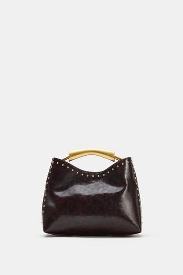 BOLSO DE MANO TACHAS - Marrón de Zara