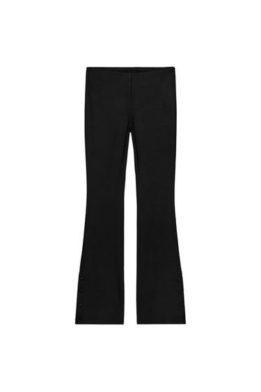 Zara PANTALONE SA DUGMIĆIMA OD INTERLOK PLETIVA – Crna