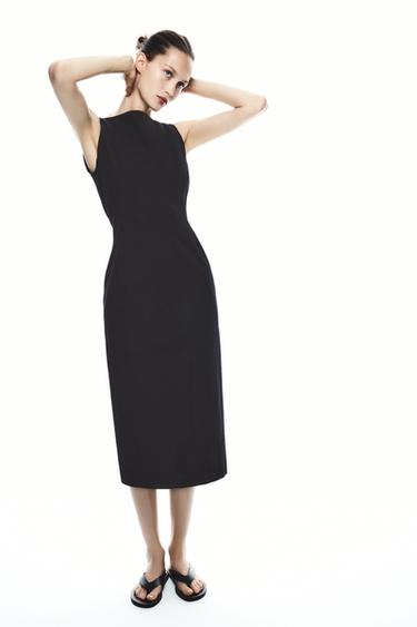 Zara SLEEVELESS MIDI DRESS ZW COLLECTION - Black