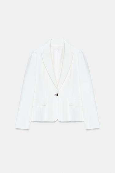 TAILORED BLAZER WITH PRONOUNCED SHOULDERS - Oyster-white by Zara - Image 6