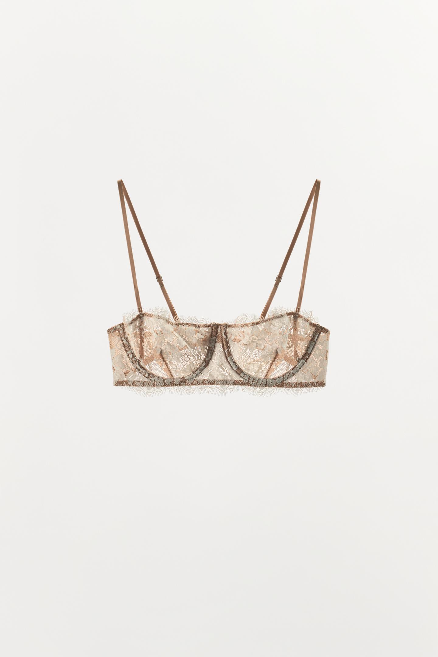Бра, на косточках, кружево — Zara, цвет: Бежевый розовый — фото 5