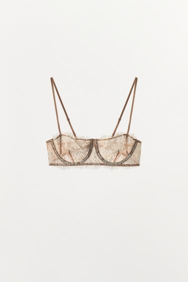 LACE UNDERWIRE BRA — Beige-pink 1