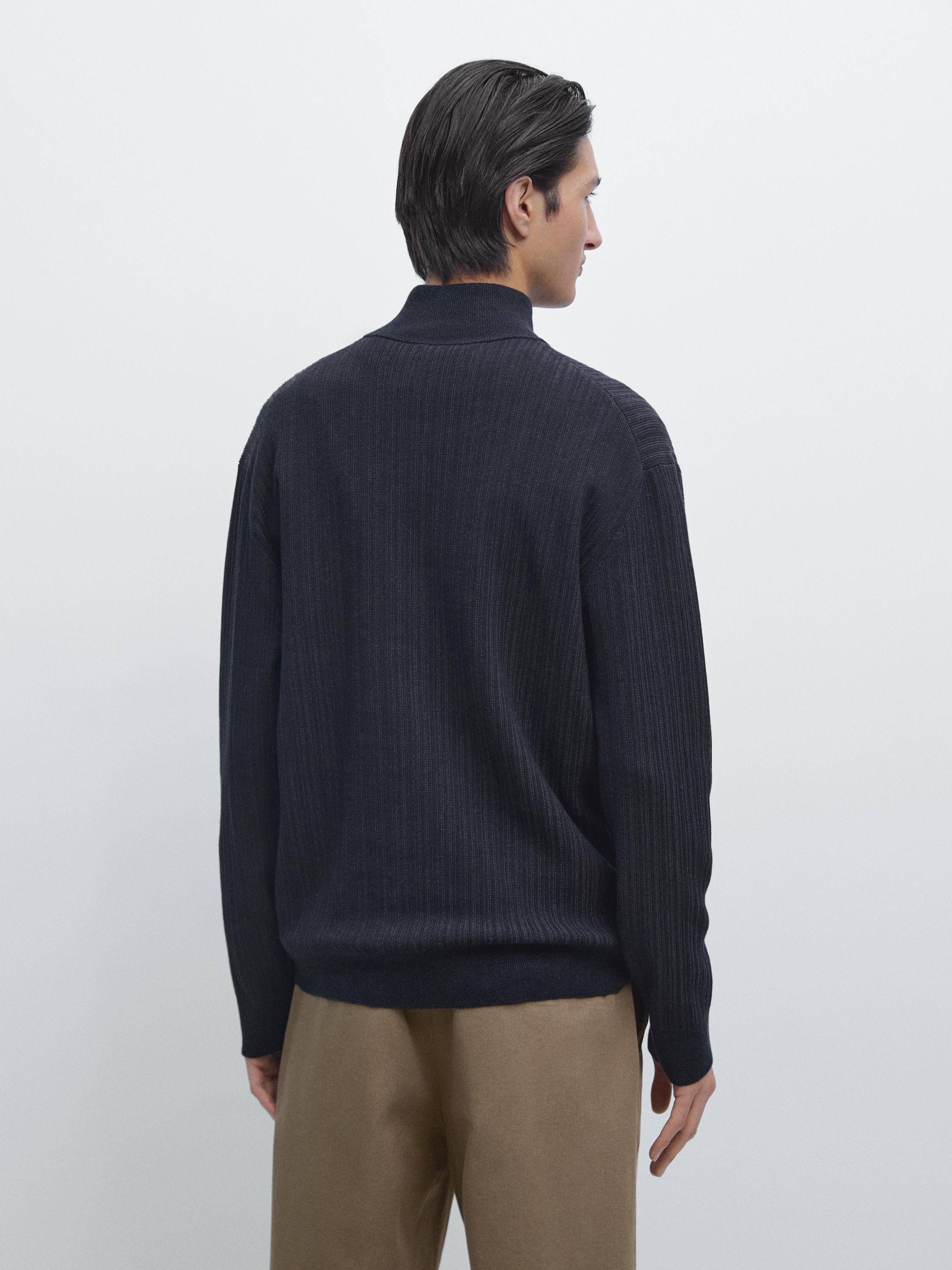 Pull en maille à col camionneur zipp