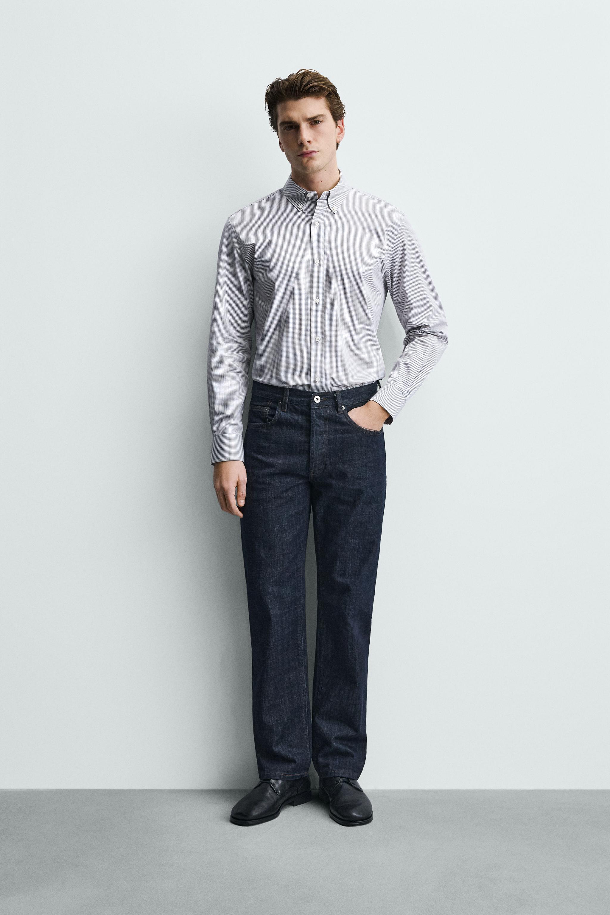 レギュラーフィットチェック柄シャツ - きつね色 | ZARA Japan / 日本