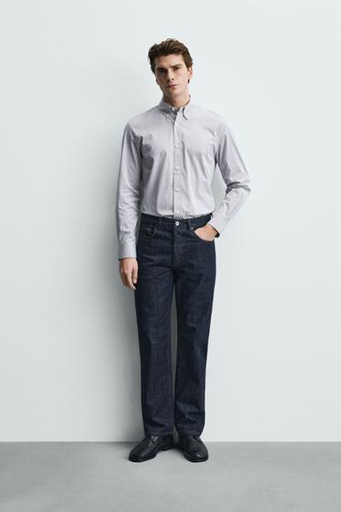 Zara REGULAR FIT PLAID SHIRT - Beige - Image 0