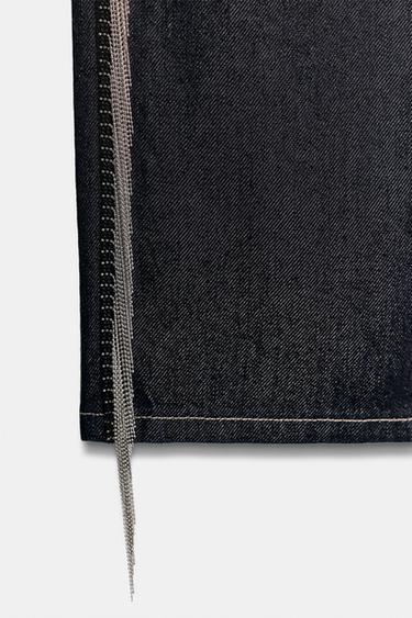 TRF LOW-RISE STRAIGHT FRINGED JEANS - Dark indigo by Zara - Image 7