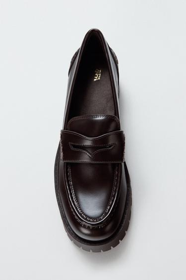 Zara LUG SOLE LOAFERS - Brown