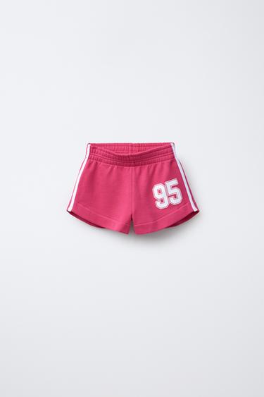Zara TEXT SIDE STRIPE SHORTS - Pink