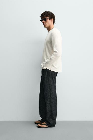 T-SHIRT REGULAR FIT EN LIN - Écru de Zara - Image 3
