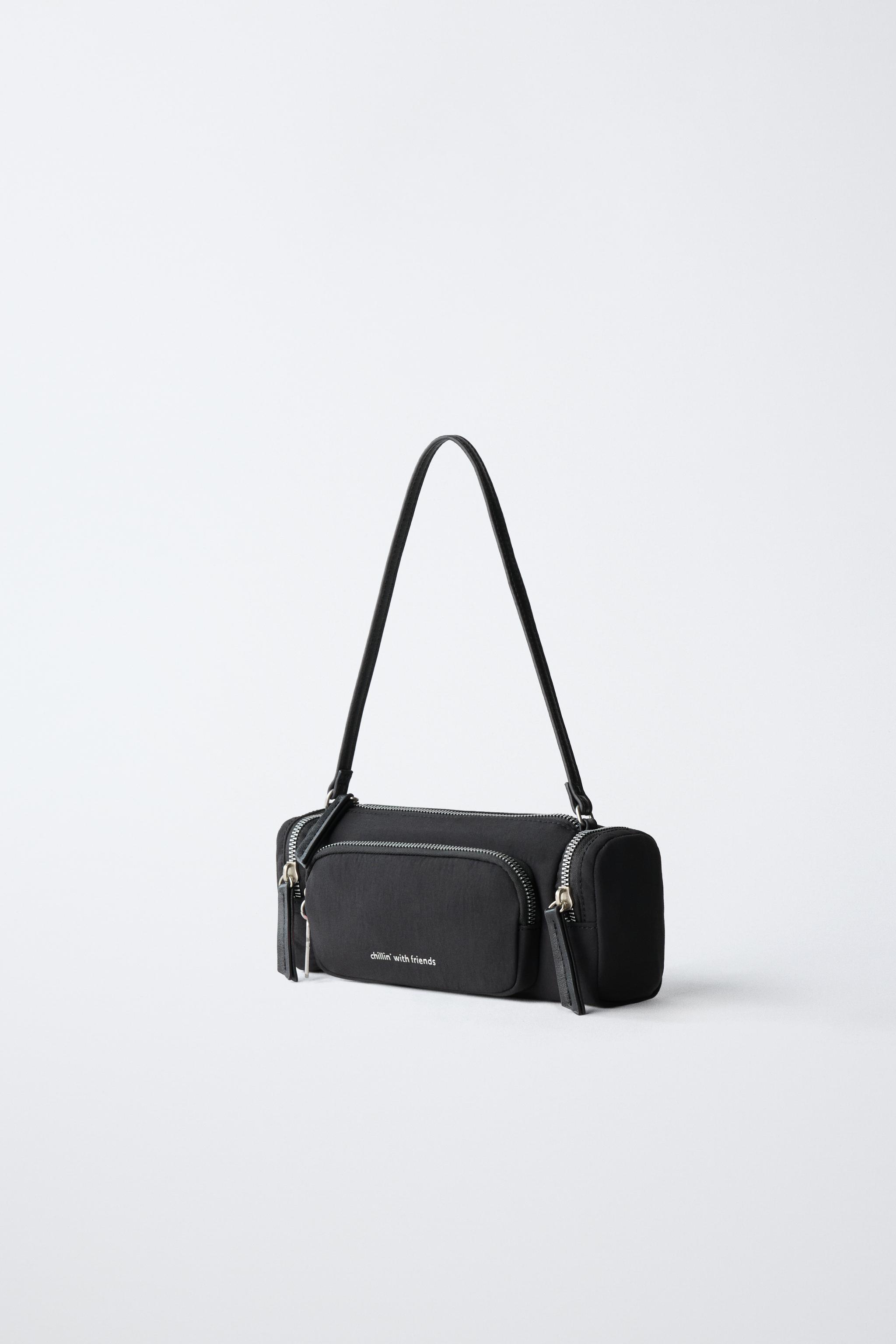 MULTI-POCKET SHOULDER BAG — Black