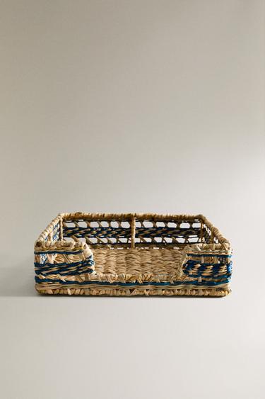SQUARE SEAGRASS NAPKIN HOLDER - Blue by Zara