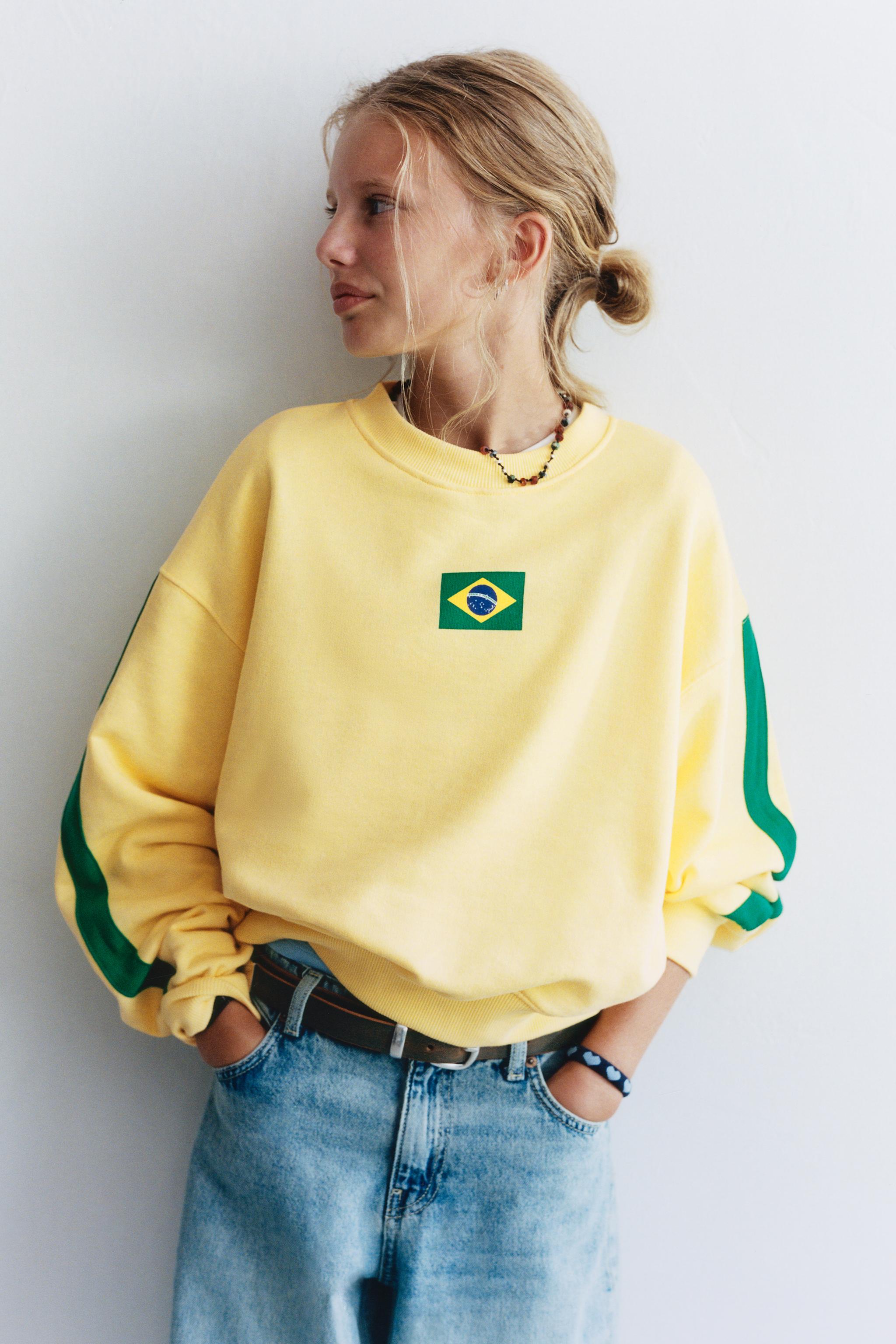 BRAZIL PRINT SWEATSHIRT — Yellow