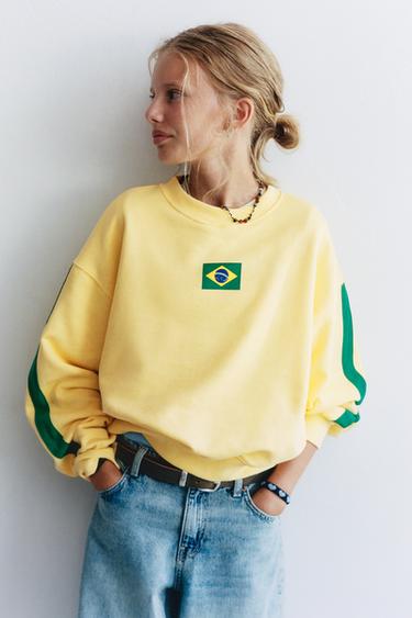 SUDADERA ESTAMPADO BRASIL - Amarillo de Zara