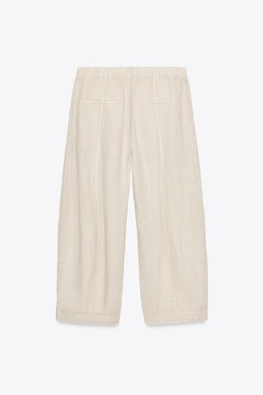 LINEN TROUSERS ZW COLLECTION - Light beige by Zara - Image 8