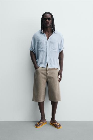 CAMISA RELAXED FIT ESTRUCTURA TEXTURA - Celeste de Zara - Imagen 0