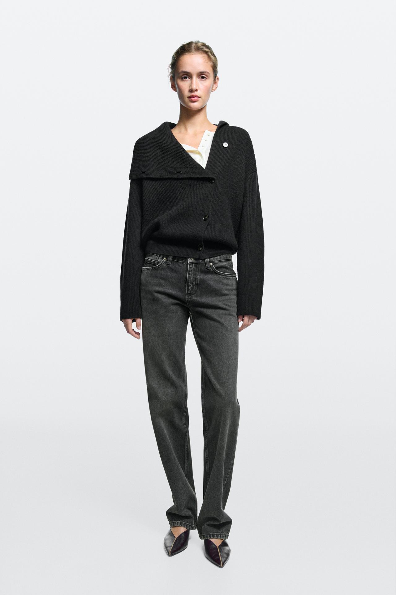 Low-rise straight-leg jeans — Black