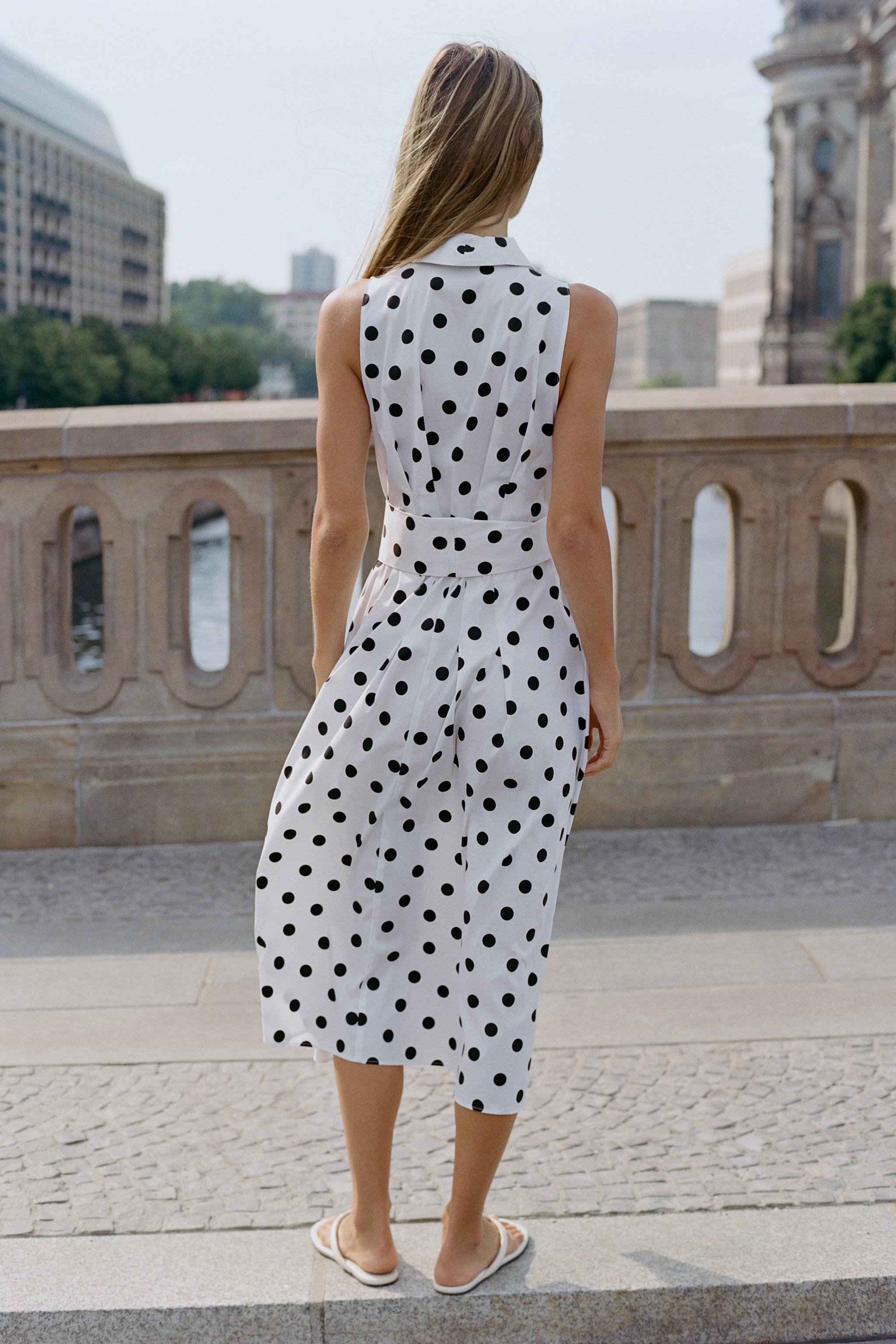 Женские платья Zara POLKA DOT POPLIN MIDI DRESS — фото 5