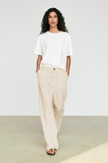 Camiseta manga corta detalle bolsillo - Blanco roto de Zara - Imagen 0
