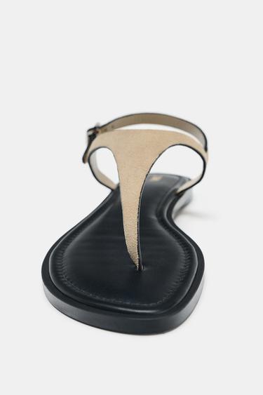 LEATHER BUCKLE-STRAP SANDALS - Sand Brown by Zara - Image 3