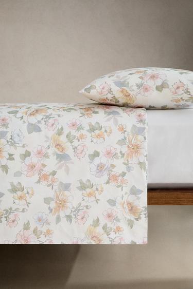 SATEEN FLORAL DUVET COVER - Ecru by Zara - Image 2