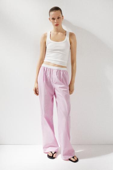 PANTALÓN PIJAMERO BOXER RAYAS - Rosa / Blanco de Zara