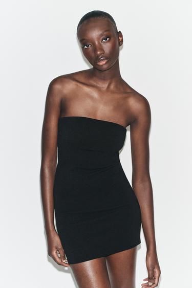 Zara STRETCH BANDEAU DRESS - Black