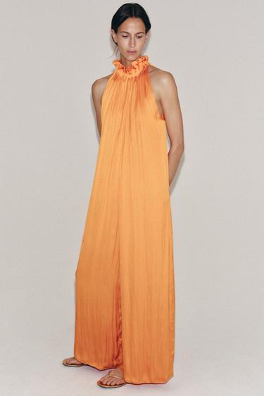 ZW COLLECTION SATIN JUMPSUIT - Orange by Zara