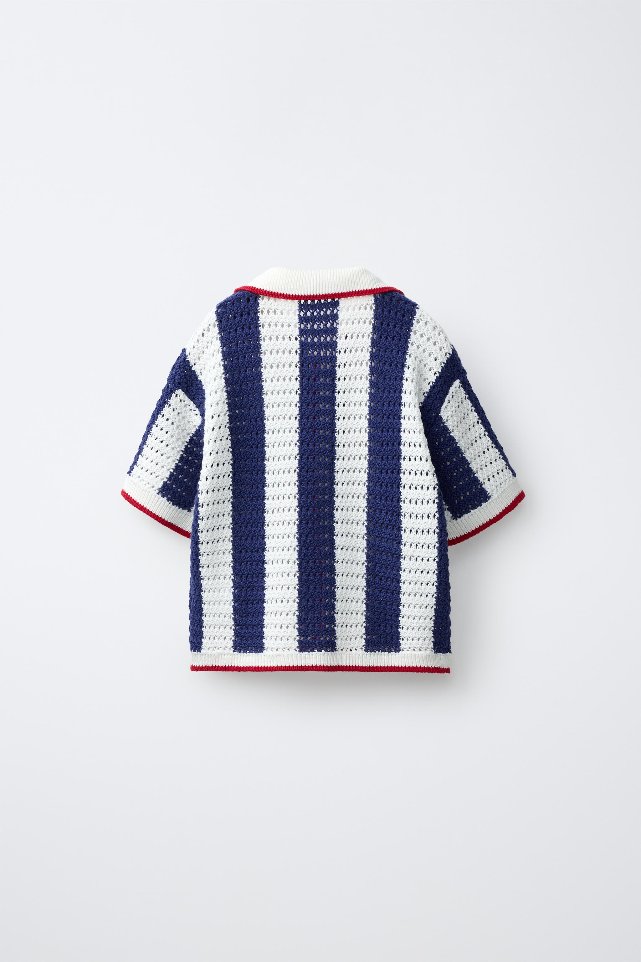 STRIPED KNIT POLO SHIRT