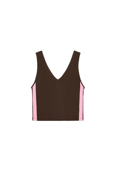 TOP BANDAS LATERALES - Marrón oscuro de Zara