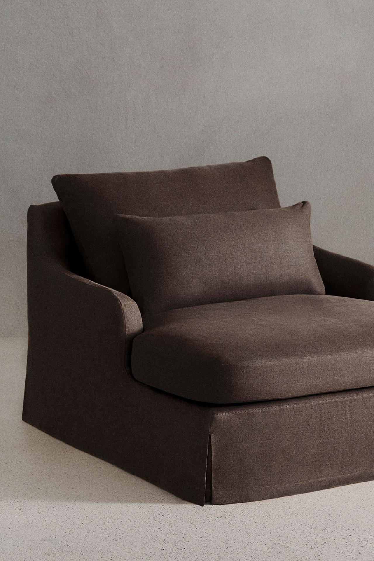 LOVESEAT 01 LINEN COVER — Eggplant