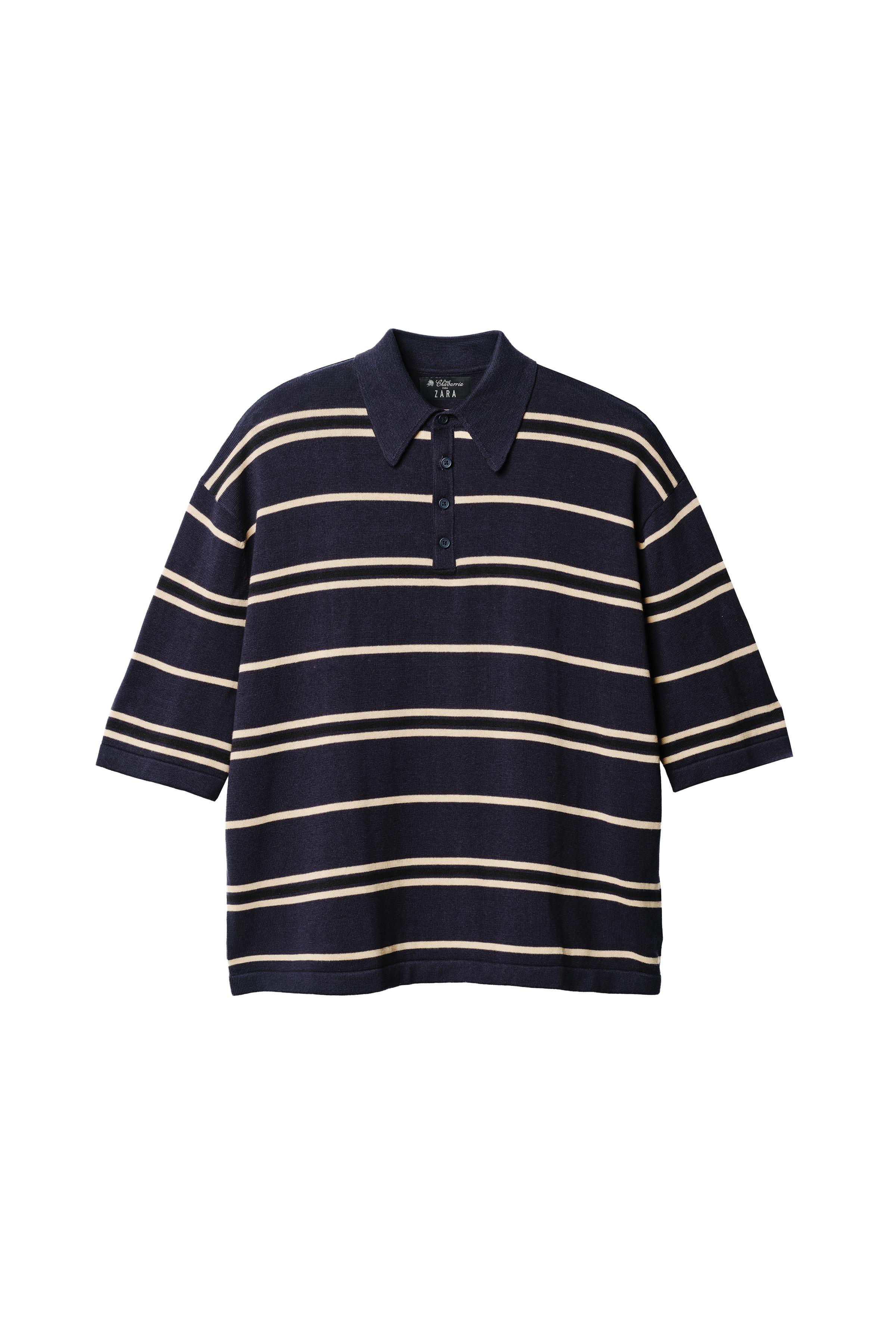 WILLY CHAVARRIA X ZARAストライプニットポロシャツ 新品 STRIPED KNIT POLO SHIRT WILLY CHAVARRIA X ZARA - Navy blue | ZARA