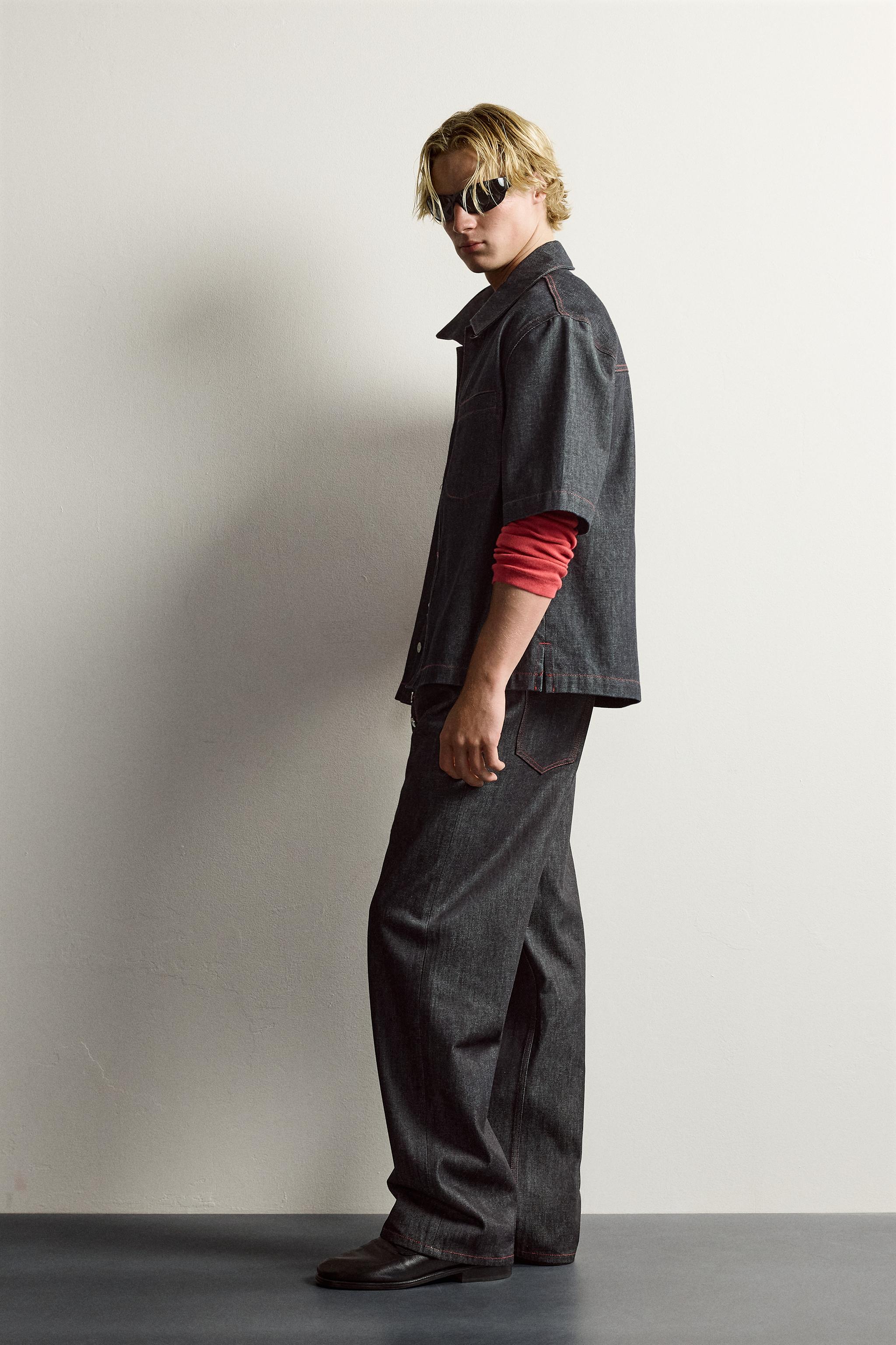 CONTRAST BUTTON DENIM OVERSHIRT