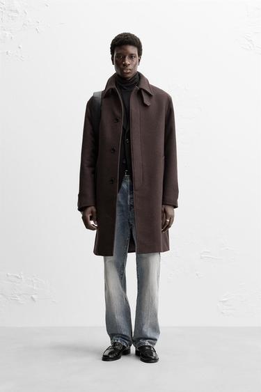 100% WOOL COAT - Chocolate by Zara