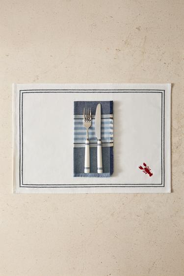 PLACEMAT WITH LOBSTER EMBROIDERY - Blue by Zara