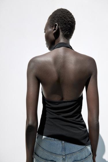 TOP DRAPÉ BOUCLE - Noir de Zara - Image 3
