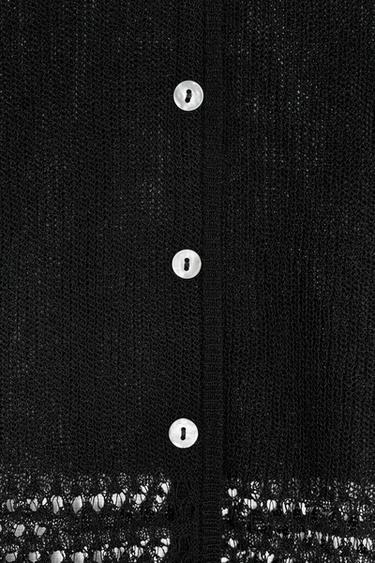 POINTELLE KNIT CARDIGAN - Black by Zara - Image 6