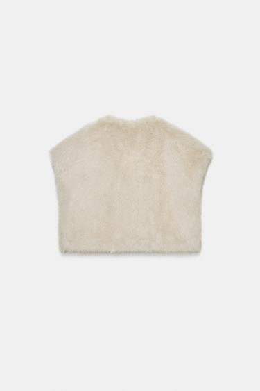 GILET EFFET FOURRURE - Écru de Zara - Image 5