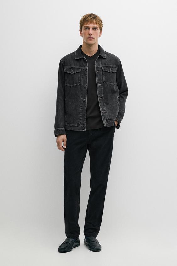 Zara Slim fit corduroy pants - Navy blue - Image 0