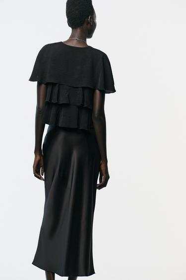 RUFFLED CAPE TOP - Black by Zara - Image 3