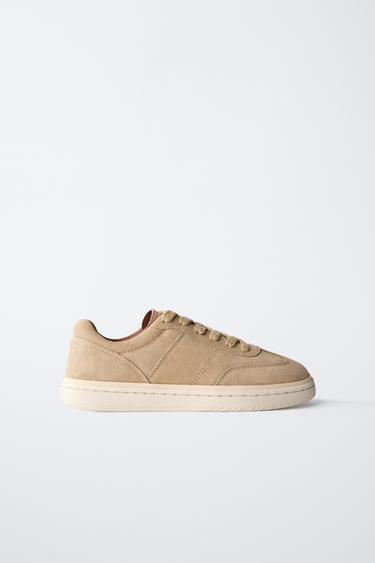 LEATHER SMART PLIMSOLLS - Sand Brown by Zara