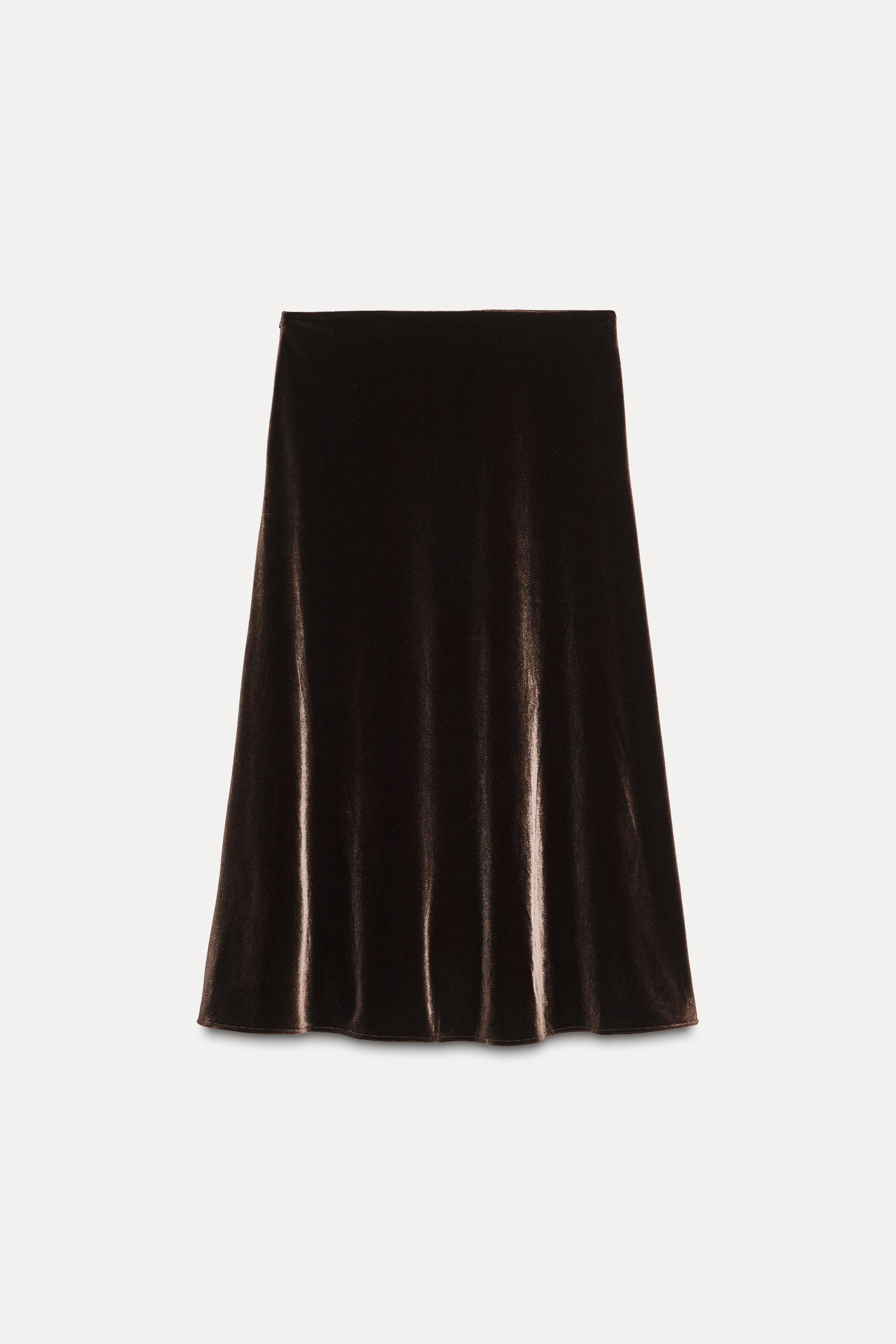 VELVET COMBINED MIDI SKIRT Chocolate ZARA Australia