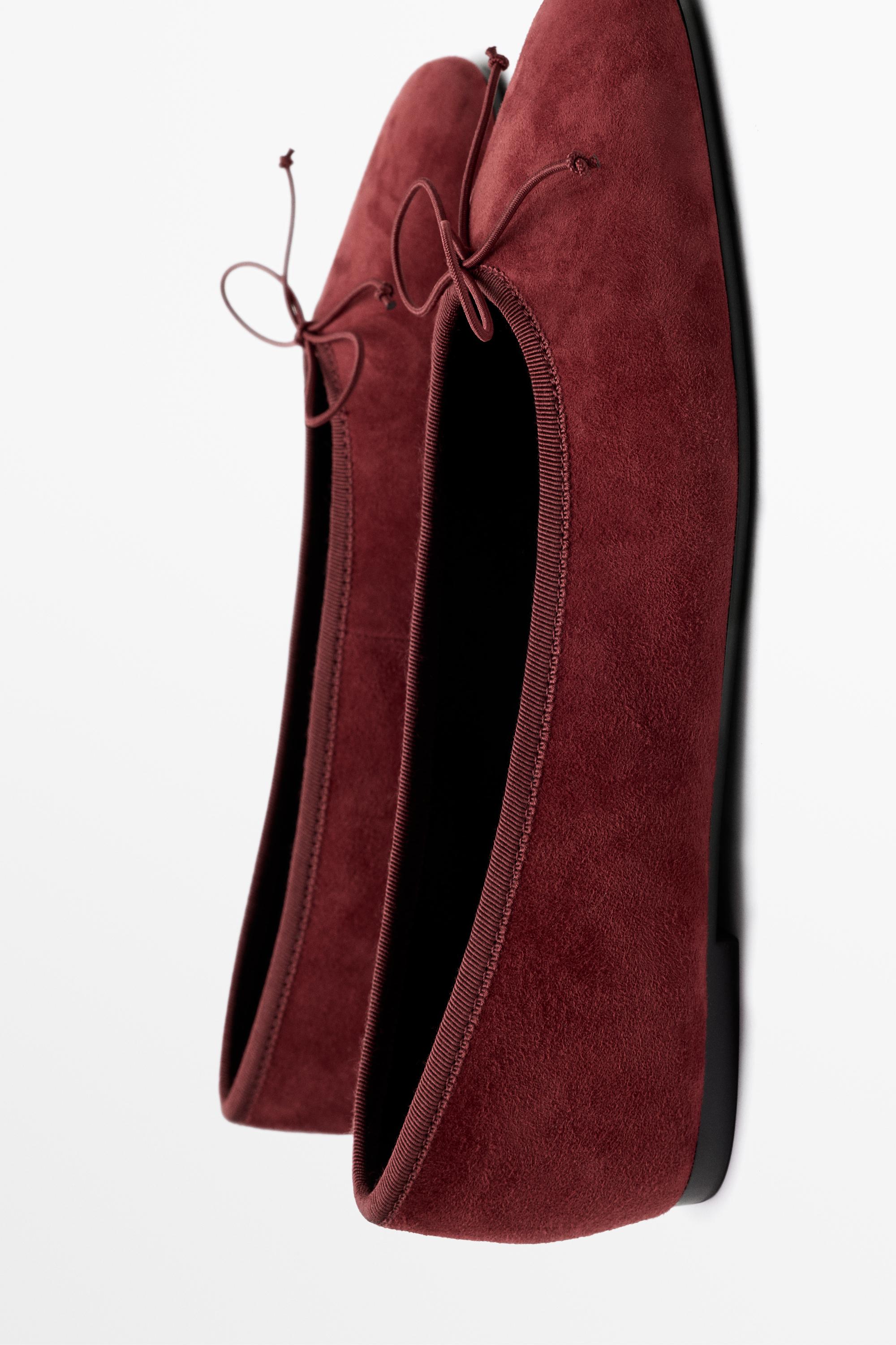 Leather bow ballet flat