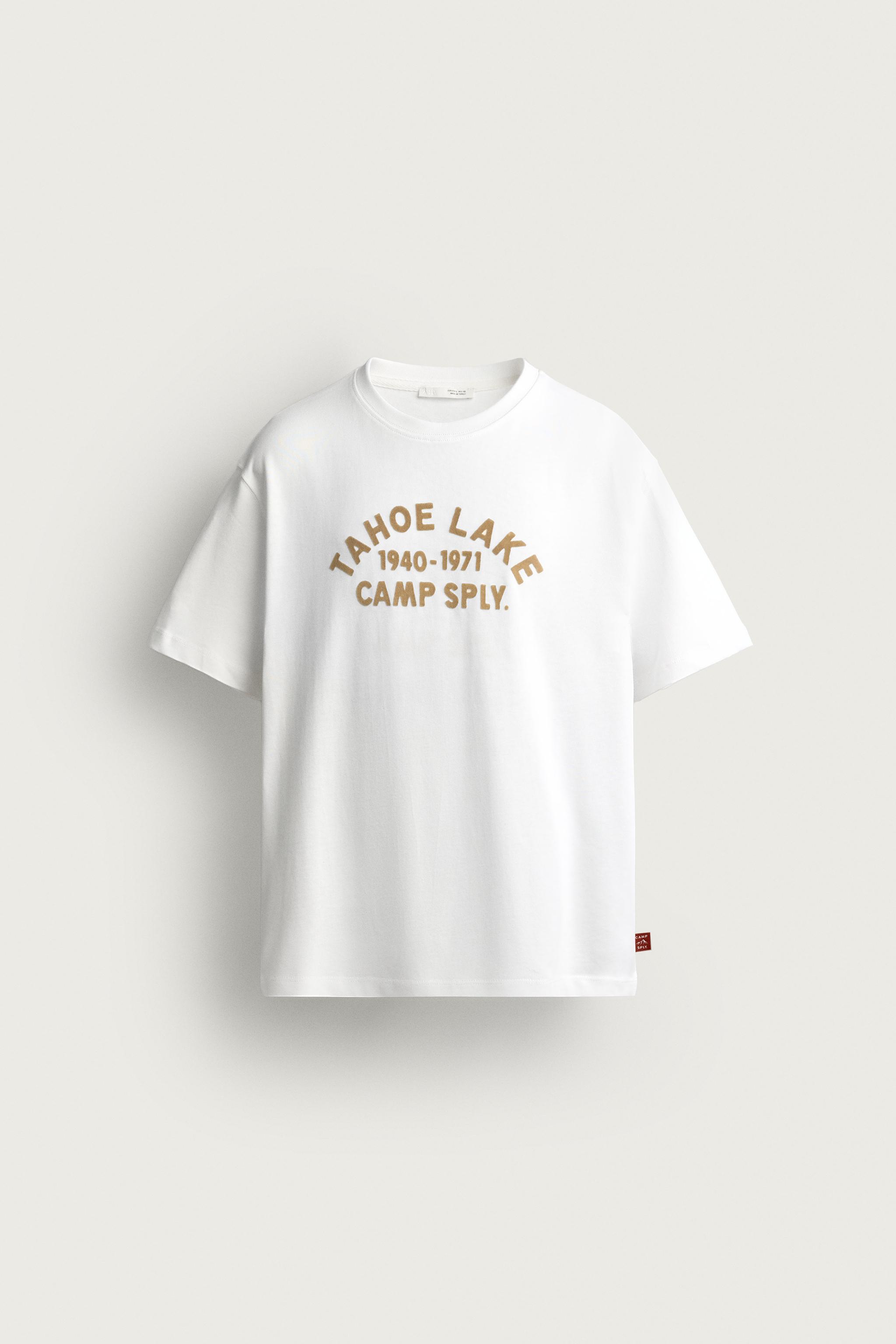 TEXTURED PRINT REGULAR FIT T-SHIRT — White