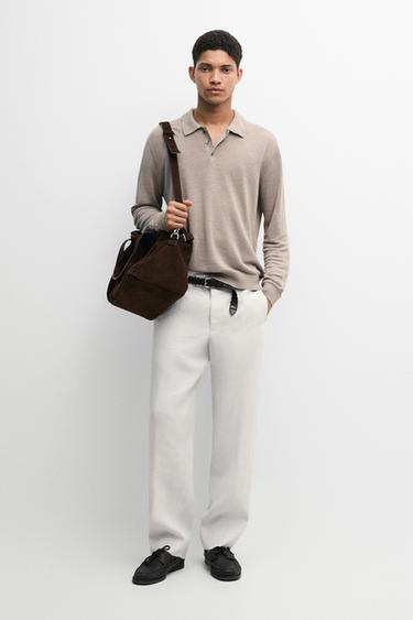Zara Linen tailored fit barrel trousers - Ice