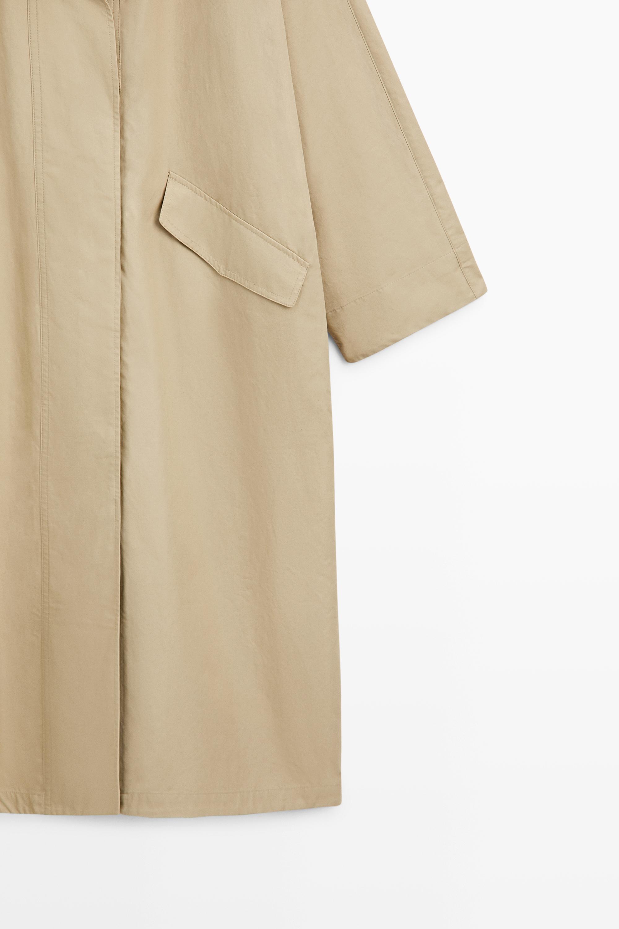 100% Cotton High-Neck Trench Coat
